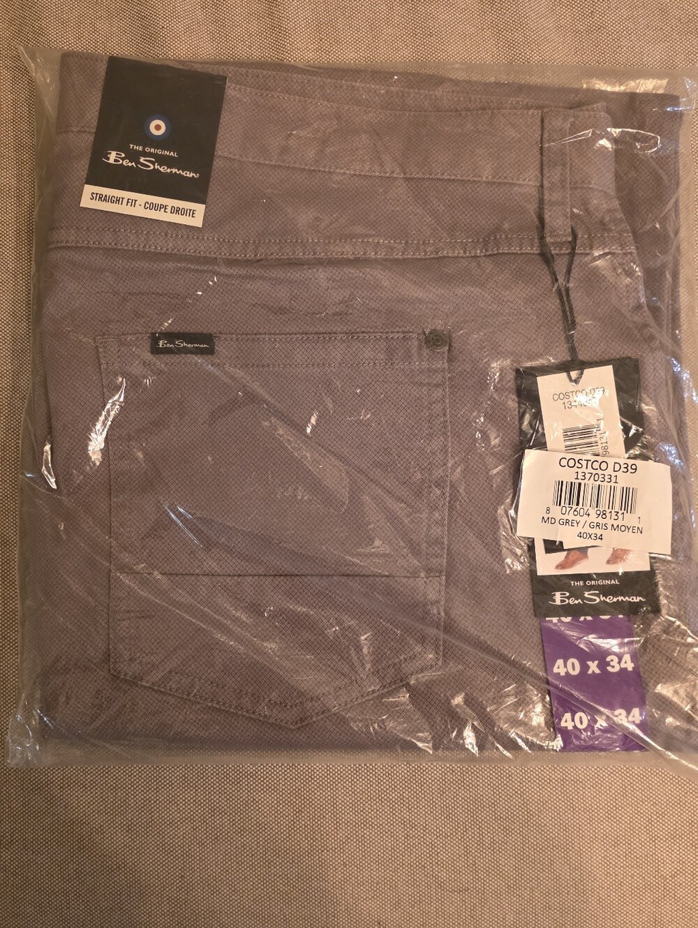 Ben Sherman Straight Fit Pants in Medium Gray